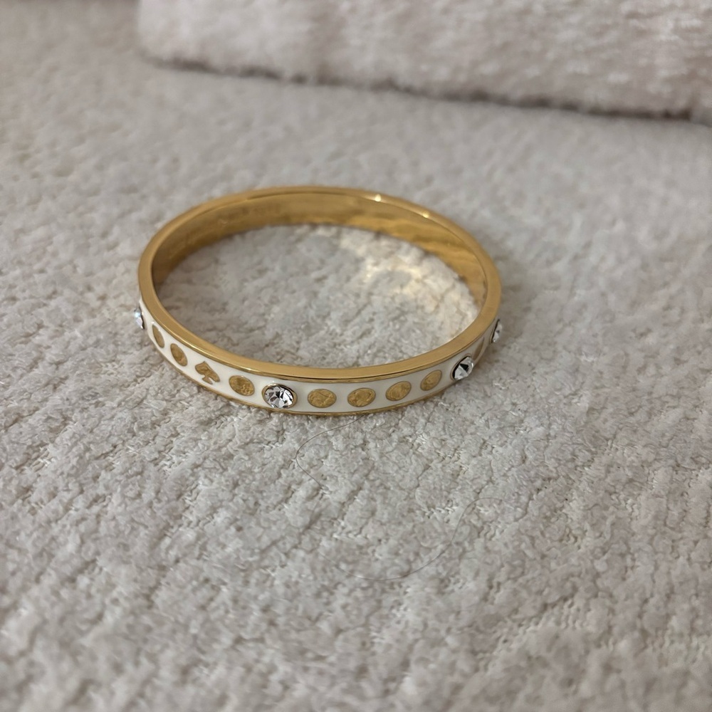 Kate Spade Gold and White Rhinestone Bangle Bracelet - Picture 3 of 3